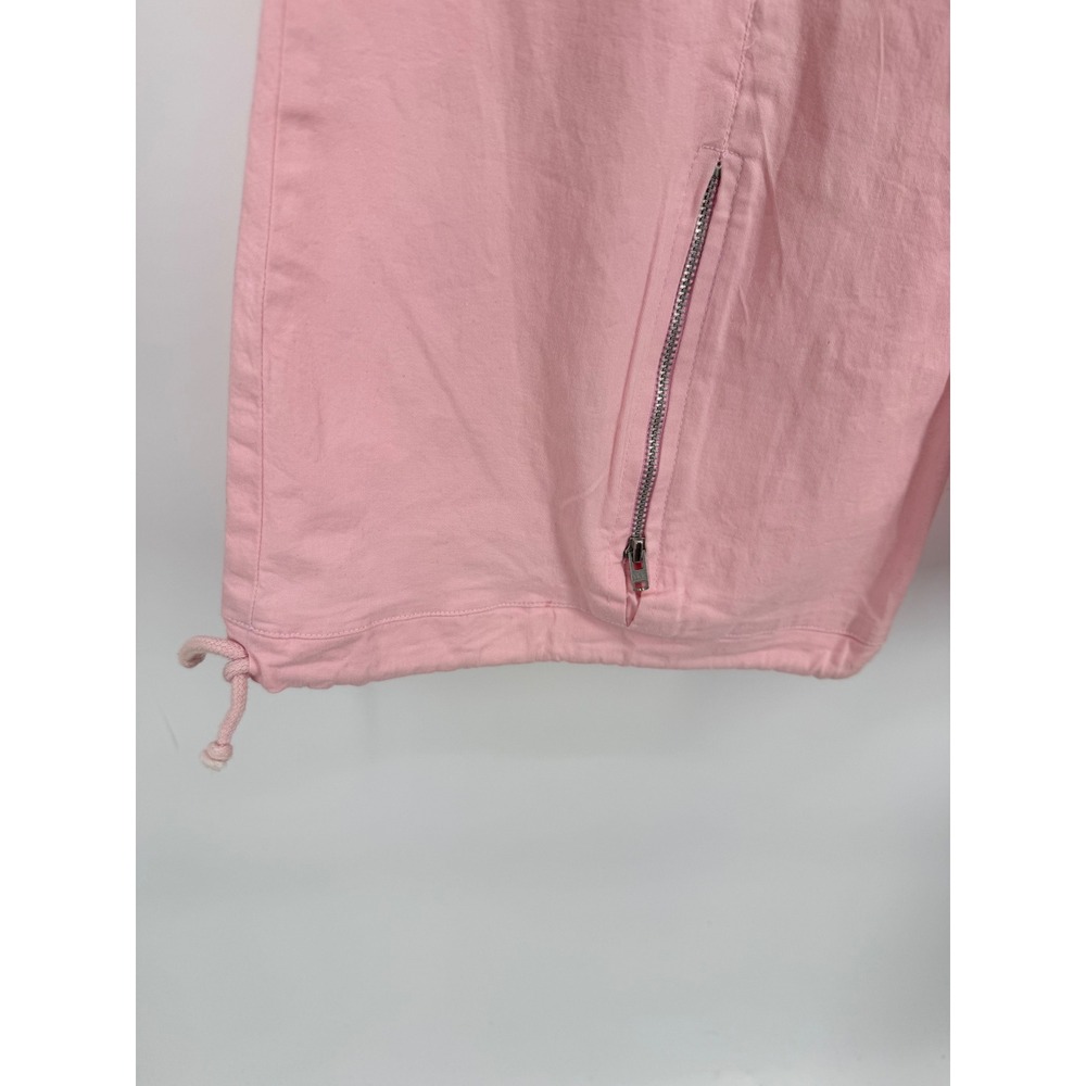 Scandalo Wide Leg Pants Women Medium Pink Y2K Ankle Zip Drawstring Hem Trousers - Picture 3 of 8